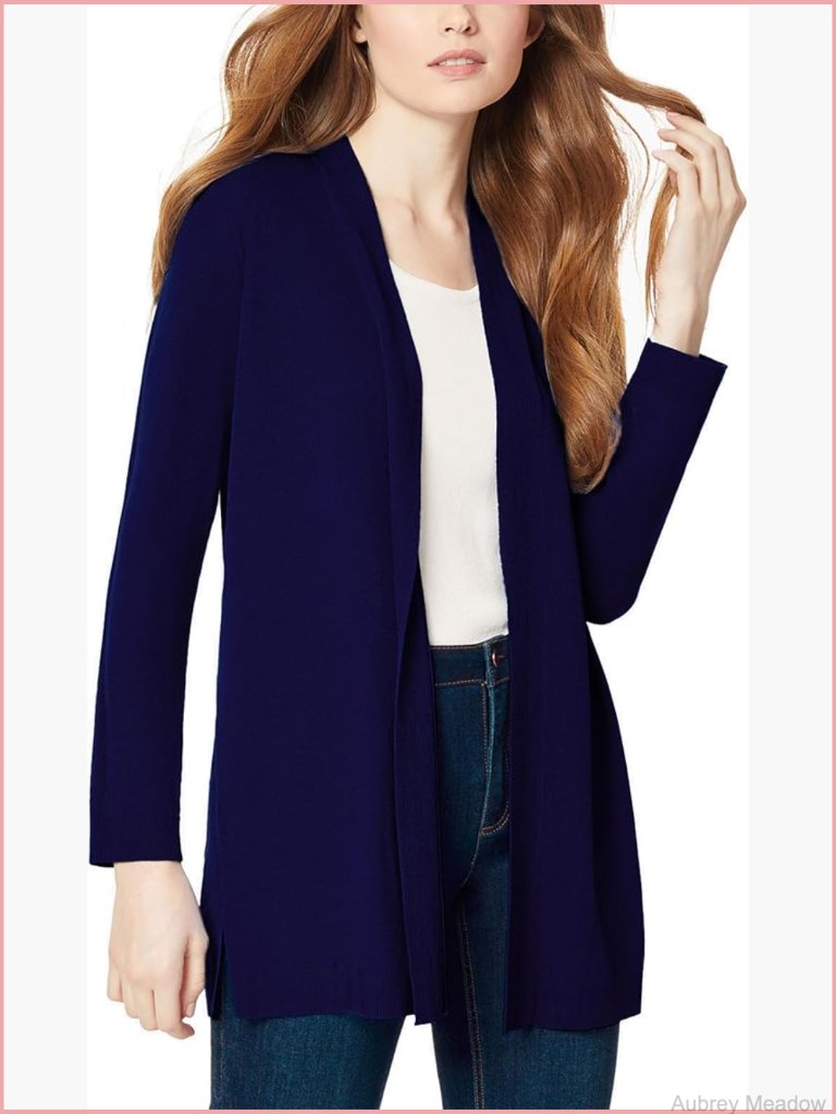 Classic Open Front Cardigan - Flattering Layer - Soft Blend - Long Sleeve